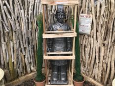 HANDFIRED CLAY HEAVY TERRECOTTA WARRIOR IN CRATE FINISHED IN SILVER