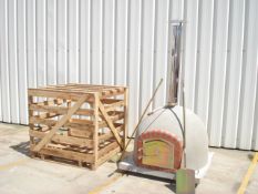 NEW CRATED 90CM TRADITIONAL HANDMADE WOOD FIRED BRICK PIZZA OVEN, INDOOR/OUTDOOR, C/W STAINLESS CHIM