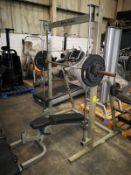 ///LOT WITHDRAWN/// Body Solid Smith Machine With Bench And 75kg Technogym Olympic Weight Discs
