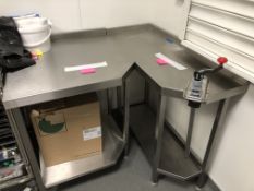 2 x Stainless Steel Corner Tables with Can Opener ZERO RESERVE