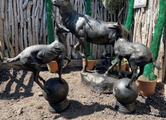 PAIR HEAVY CAST IRON GATE POST STAG FINIALS