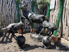 PAIR HEAVY CAST IRON GATE POST STAG FINIALS