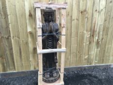 CRATED 5FT BUDDHA PRAYING IN BRONZE FINISH
