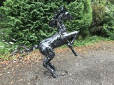 PACKAGED NEW LARGE METAL FABRICATED REARING HORSE