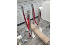VIP party Chrome poles with two braids ropes in red plus red carpet