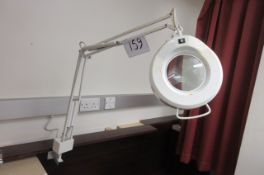 Illuminated magnifier on articulated spring arm