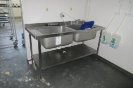 Stainless steel double deep bowl sink unit