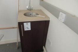 Two stainless steel 290mm dia sink with mixer tap & marble top