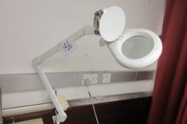 Illuminated magnifier on articulated spring arm