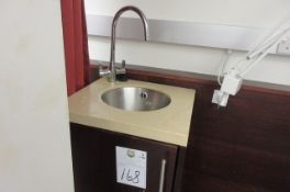 Three Stainless steel 290mm dia sink with mixer tap & marble top