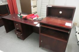 Reception desk and computer station unit with matching treatment gown storage unit