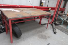 Two steel work benches