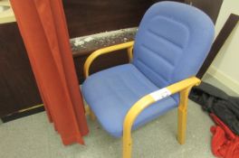 Blue upholstered wooden frame armchair