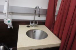 Three Stainless steel 290mm dia sink with mixer tap & marble top