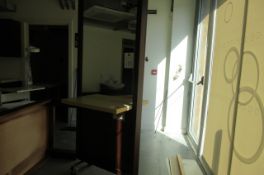 Double sided mobile hair styling station with mirrors and power sockets