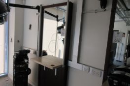 Wall mounted hair styling station with mirrors,illuminated