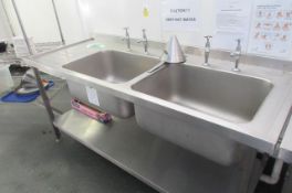 Stainless steel double deep bowl sink unit