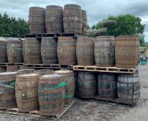 6 x OAK WHISKEY BARRELLS ON LARGE PALLET