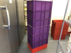 6x Purple and 1x Red Plastic Boxes