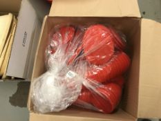 Box of Small Plastic Red Bowls and Lids