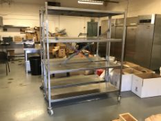 1x 4 Shelf Stainless Steel Racking On Caster Wheels