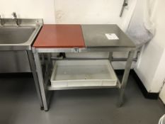 Stainless Steel Counter with Removabe Chopping Board and Plastic Container shelf