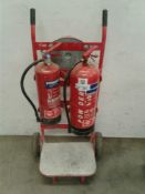 Fire trolley with two fire extinguishers