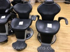 2 x Black Leather Barber Chairs