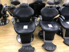 2 x Black Leather Barber Chairs