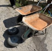 2 Wheelbarrows with spare wheels