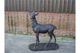 LARGE CAST IRON STANDING STAG IN BRONZE FINISH