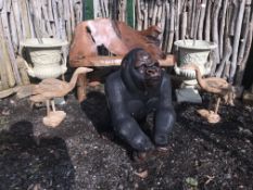 CRATED LARGE HANDMADE TERRECOTTA HEAVY CHIMPANZEE