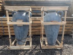 PAIR 1.1M HIGH HEAVY TERRECOTTA POTS