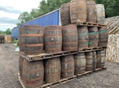 6 x OAK WHISKEY BARRELLS ON LARGE PALLET