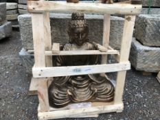 CRATED HANDFIRED TERRECOTTA BUDDHA SITTING IN BRONZE