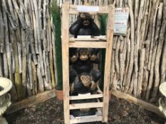 CRATED STATUE SET OF CHEEKY MONKEYS