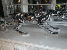 MASSIVE LEOPARD IN CHROME FINISH NEW BOXED