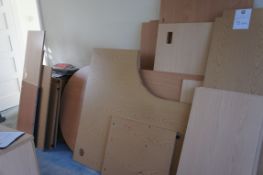 Mixed quantity of wooden desks, dismantled, as lotted (13 sets approx.)