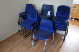 Mixed quantity steel framed polypropylene stacking chairs,