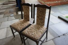 x 2 wooden dining chairs with padded seat and back rest