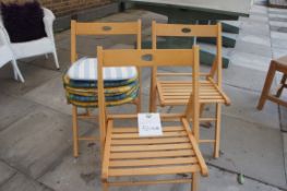 x 3 folding wooden chairs