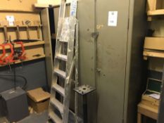2x Metal Cabinet to Include Contents, Ladder and Grinder Stand