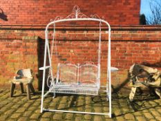 MASSIVE NEW BOXED ORNATE IRON SWING BENCH