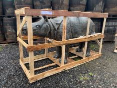 CRATED MASSIVE 6FT LONG RHINO STATUE