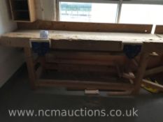 Single sided carpenters bench with 2 x vices