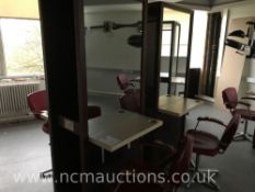3x Double sided hair dressing stations and 6 chairs
