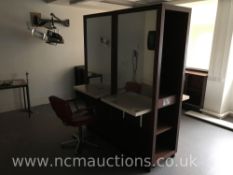 2x Double sided hair dressing stations with 1 x chair