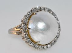 Mabe Pearl and Diamond Ring