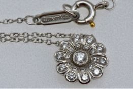 Tiffany & Co Diamond Flower Pendant Necklace