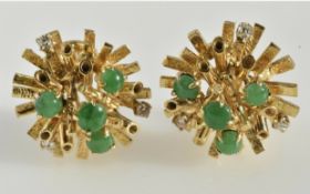 Vintage Jade and Diamond Earrings